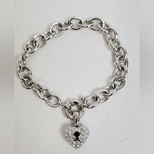Chrome chain with jeweled heart